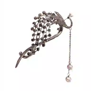 彤彤兔 国风优雅孔雀流苏扭扭夹黑色盘发器后脑勺青蛙扣发饰潮 合金 发夹 女款