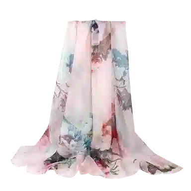 一米画纱 田园花卉轻盈飘逸中式浪漫雪纺真丝沙巾丝滑细腻披肩 桑蚕丝 丝巾 女款