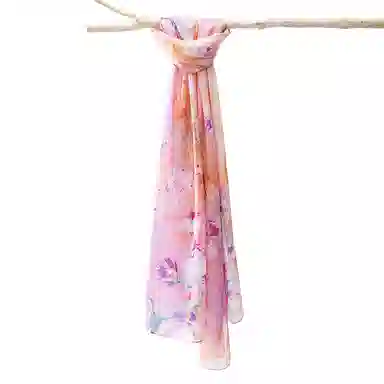 一米画纱 田园花卉轻盈飘逸中式浪漫雪纺真丝沙巾丝滑细腻披肩 桑蚕丝 丝巾 女款