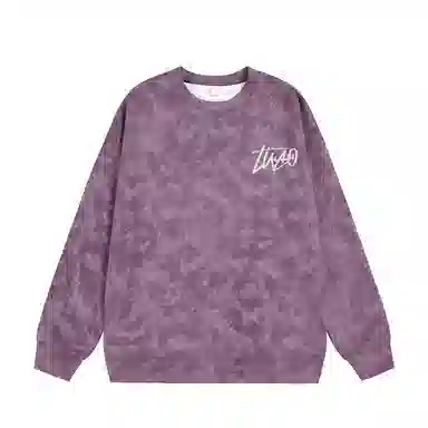 诗丹帝国 青少年美式扎染脏脏圆领外套春秋潮牌大码宽松上衣服情侣款无帽卫衣 男款