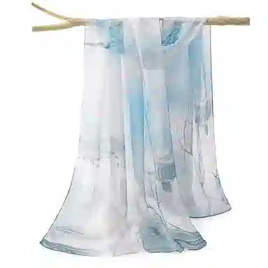 一米画纱 田园花卉轻盈飘逸中式浪漫雪纺真丝沙巾丝滑细腻披肩 桑蚕丝 丝巾 女款