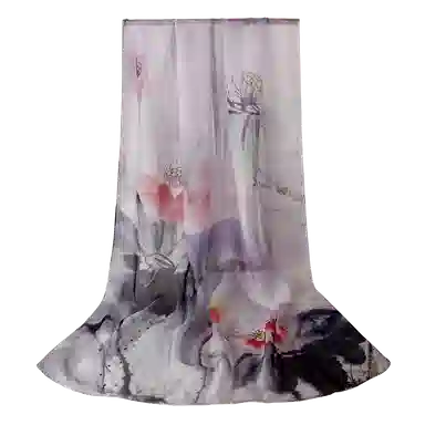 一米画纱 田园花卉轻盈飘逸中式浪漫雪纺真丝沙巾丝滑细腻披肩 桑蚕丝 丝巾 女款