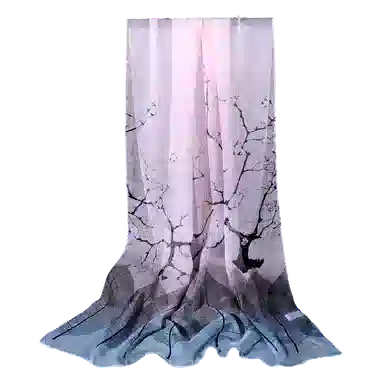 一米画纱 田园花卉轻盈飘逸中式浪漫雪纺真丝沙巾丝滑细腻披肩 桑蚕丝 丝巾 女款