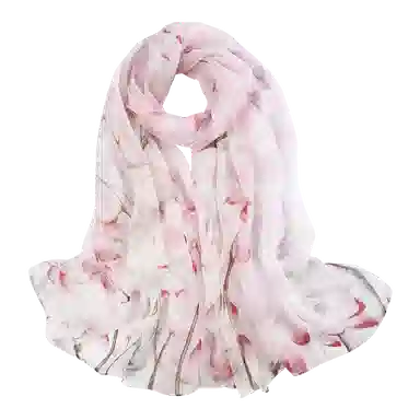 一米画纱 清新飘逸国风真丝雪纺喷绘沙巾气质仙仙花卉印花旅游拍照 桑蚕丝 丝巾 女款