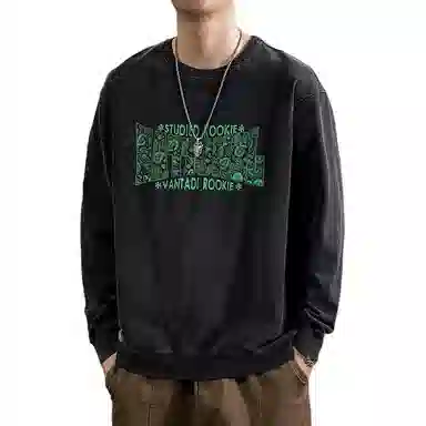 遨宇 高端美式复古休闲潮牌水洗极简风腰果花休闲秋季户外百搭上衣卫衣 男款