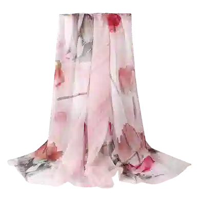 一米画纱 田园花卉轻盈飘逸中式浪漫雪纺真丝沙巾丝滑细腻披肩 桑蚕丝 丝巾 女款