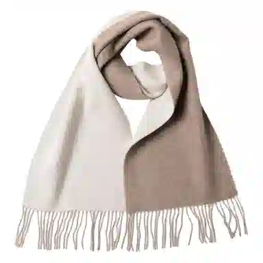 红豆 品牌撞色拼色高档 羊绒 绒线围巾 男女同款情侣款