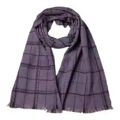 红豆 方格条纹保暖时尚百搭 羊绒 绒线围巾 男女同款情侣款