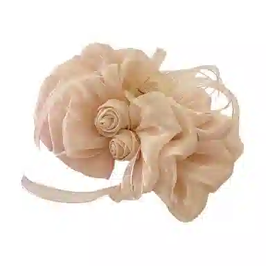 彤彤兔 玫瑰大号蝴蝶结飘带法式盘发鲨鱼夹后脑勺发卡头饰#好运 布艺 发夹 女款