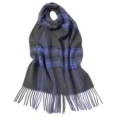 红豆 格子条纹英伦风保暖 山羊绒 绒线围巾 男女同款情侣款