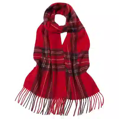 红豆 格子条纹英伦风保暖 山羊绒 绒线围巾 男女同款情侣款