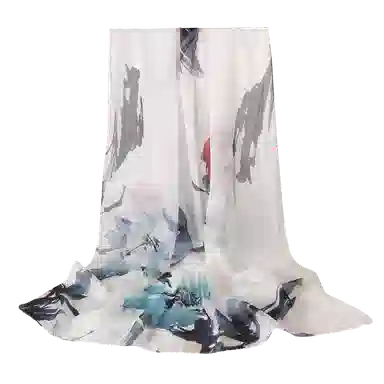 一米画纱 田园花卉轻盈飘逸中式浪漫雪纺真丝沙巾丝滑细腻披肩 桑蚕丝 丝巾 女款