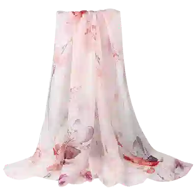 一米画纱 田园花卉轻盈飘逸中式浪漫雪纺真丝沙巾丝滑细腻披肩 桑蚕丝 丝巾 女款