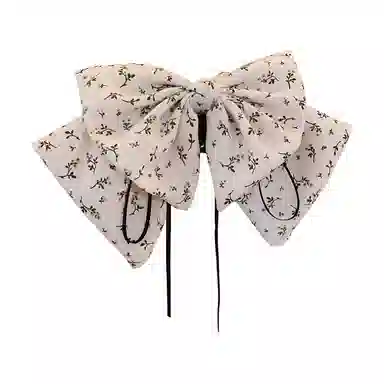 彤彤兔 韩系碎花蝴蝶结飘带抓夹气质百搭复古温柔后脑勺盘发半扎发发饰#好运 布艺 树脂 发夹 女款