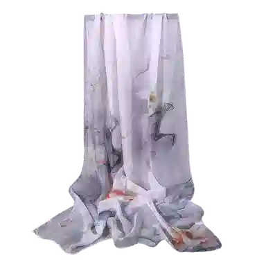 一米画纱 田园花卉轻盈飘逸中式浪漫雪纺真丝沙巾丝滑细腻披肩 桑蚕丝 丝巾 女款