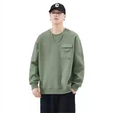 赛瀚  美式潮流街头纯色圆领卫衣外套男款春秋厚款百搭舒适亲肤男装宽松休闲上衣显瘦少年高街外穿通勤高级感男士内搭衣服 男女同款