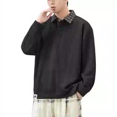 帝狼牛 美式潮牌肌理感重磅翻领套头潮流拼接高级感休闲宽松舒适百搭简约 卫衣 男女同款