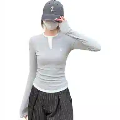 LADYXIEXIE Contrast Button Long Sleeve Top