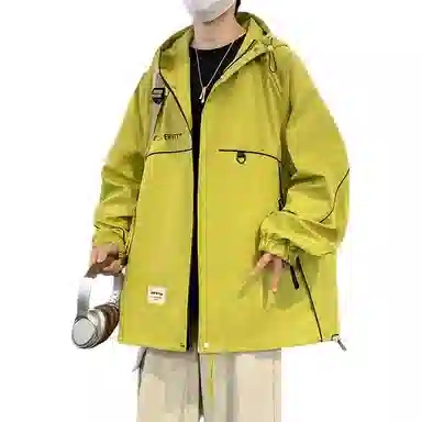 洋气先生 美式高街复古简约百搭潮流高级感舒适亲肤柔软轻便时尚防风防水无性别主义户外抽绳设计运动休闲宽松连帽长袖外套夹克 男女同款