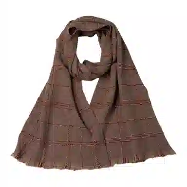 红豆 方格条纹保暖时尚百搭 羊绒 绒线围巾 男女同款情侣款