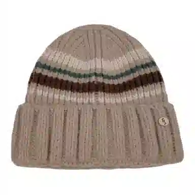 山一丸 针织保暖小众拼色 聚酯纤维 绒线帽 女款