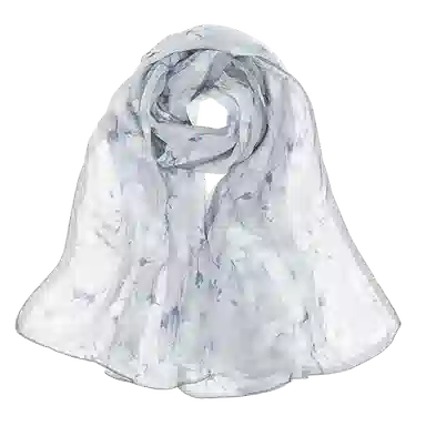 一米画纱 清新飘逸国风真丝雪纺喷绘沙巾气质仙仙花卉印花旅游拍照 桑蚕丝 丝巾 女款