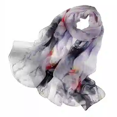 一米画纱 田园花卉轻盈飘逸中式浪漫雪纺真丝沙巾丝滑细腻披肩 桑蚕丝 丝巾 女款