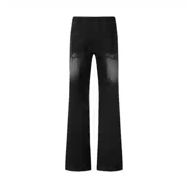 【3D立体线绒刺绣】布客行 美式高街显腿长显高显瘦修身纯色微喇复古弯刀水洗弹力松紧腰抽绳透气百搭阔腿直筒休闲长裤牛仔裤 男女同款