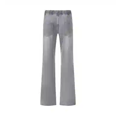 【3D立体线绒刺绣】布客行 美式高街显腿长显高显瘦修身纯色微喇复古弯刀水洗弹力松紧腰抽绳透气百搭阔腿直筒休闲长裤牛仔裤 男女同款