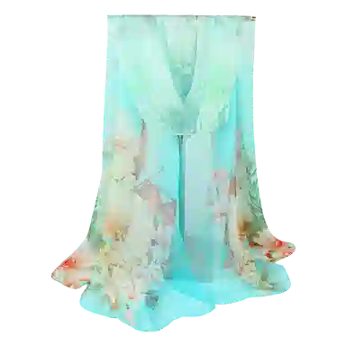 一米画纱 田园花卉轻盈飘逸中式浪漫雪纺真丝沙巾丝滑细腻披肩 桑蚕丝 丝巾 女款