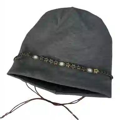 山一丸 复古星星串珠链条包头帽薄款透气百搭 聚酯纤维 堆堆帽 女款