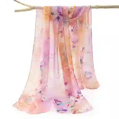 一米画纱 田园花卉轻盈飘逸中式浪漫雪纺真丝沙巾丝滑细腻披肩 桑蚕丝 丝巾 女款