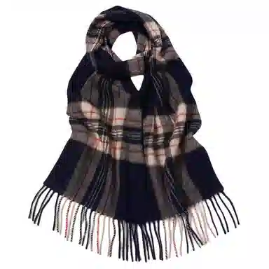 红豆 格子条纹英伦风保暖 山羊绒 绒线围巾 男女同款情侣款