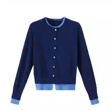 晚白 排扣设计微弹不扎肤条纹针织衫 女款