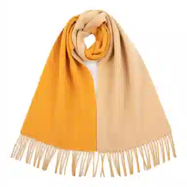 红豆 品牌亮色拼色撞色保暖 山羊绒 绒线围巾 男女同款情侣款