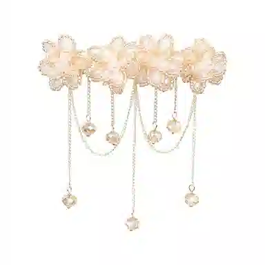 彤彤兔 高级感流苏弹簧夹轻奢花朵流苏发量少半扎发后脑勺横夹发饰 锌合金 发夹 女款