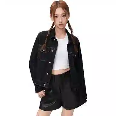 淑好百 复古修身时尚百搭马甲牛仔外套 女款