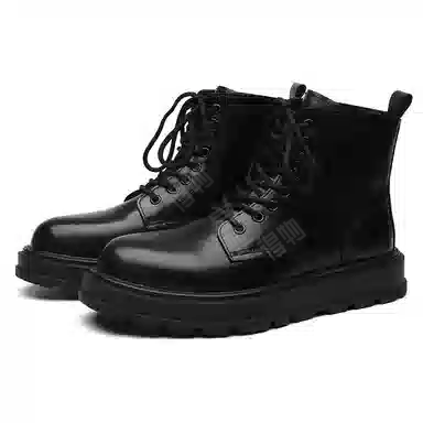 超纤皮 简约时尚厚底增高潮流百搭 马丁短靴 男款 黑色