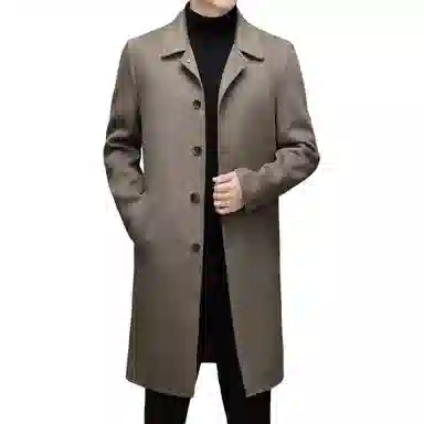 【dme】 双面呢羊毛大衣男长款过膝秋冬季翻领男青年无羊绒外套潮男装 男款