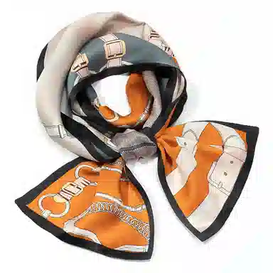 一米画纱 时尚百搭真丝双层喷绘飘带优雅气质长条领巾轻盈装饰 桑蚕丝 丝巾 女款