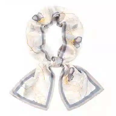 一米画纱 时尚百搭真丝双层喷绘飘带优雅气质长条领巾轻盈装饰 桑蚕丝 丝巾 女款