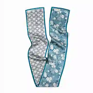 一米画纱 时尚百搭真丝双层喷绘飘带优雅气质长条领巾轻盈装饰 桑蚕丝 丝巾 女款