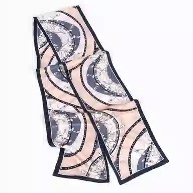 一米画纱 时尚百搭真丝双层喷绘飘带优雅气质长条领巾轻盈装饰 桑蚕丝 丝巾 女款