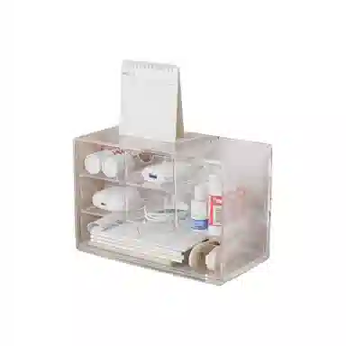 娇雪菲 化妆品收纳盒梳妆台置物架桌面高级感整理抽屉柜透灰色