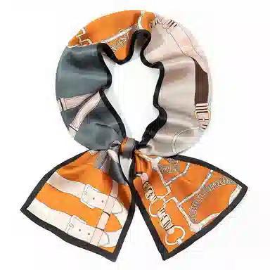 一米画纱 时尚百搭真丝双层喷绘飘带优雅气质长条领巾轻盈装饰 桑蚕丝 丝巾 女款