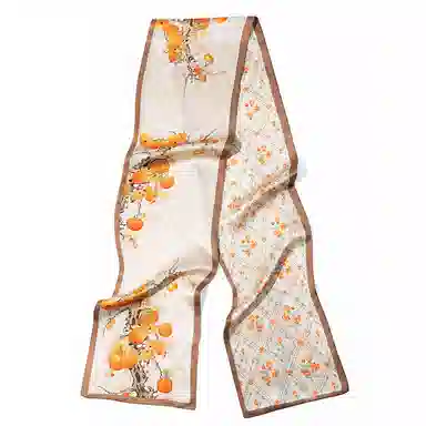 一米画纱 时尚百搭真丝双层喷绘飘带优雅气质长条领巾轻盈装饰 桑蚕丝 丝巾 女款