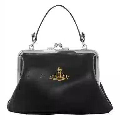 Vivienne Westwood Granny Frame Silver Hardware PU Wallet Tote Black Yellow