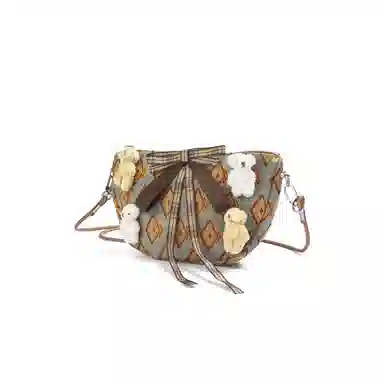 雅诗兰黛【定制化妆包】伊朵 格熊森韵 甜美 清新 可爱 公主风  萌趣 约会  通勤 复古凌格帆布收纳包 便携