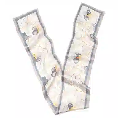 一米画纱 时尚百搭真丝双层喷绘飘带优雅气质长条领巾轻盈装饰 桑蚕丝 丝巾 女款