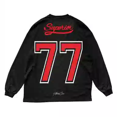 【77号球衣】极限涡轮 美式原创复古冰球设计感七十七号数字字母印花索罗娜嘻哈街头潮流百搭卫衣 男女同款